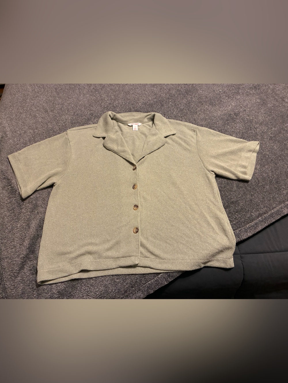 Joe Fresh Women’s Short Sleeve Button Shirt - Sage Green Size Large